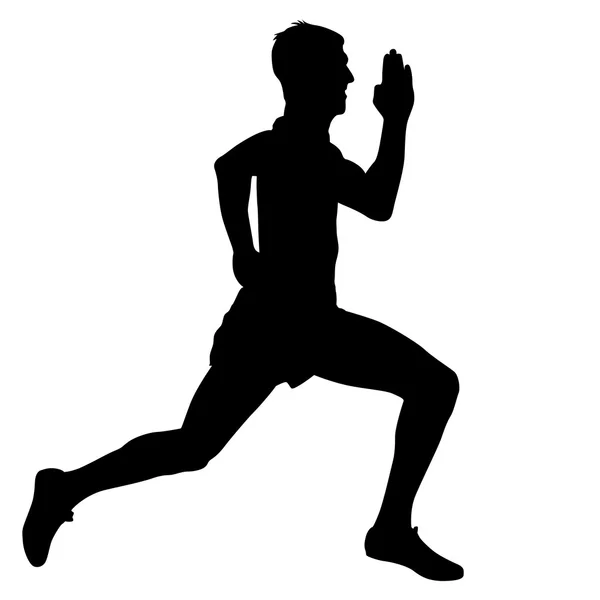 Atleta in corsa, silhouette. Illustrazione vettoriale. — Vettoriale Stock