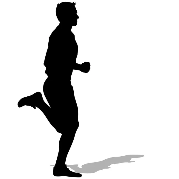 Спортсмен по бегу, силуэты. Векторная иллюстрация. — стоковый вектор