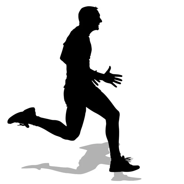 Atleet op hardloopwedstrijd, silhouetten. Vectorillustratie. — Stockvector