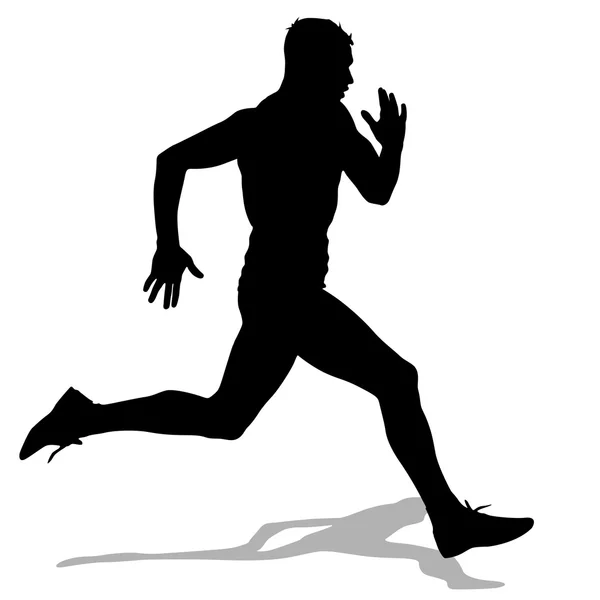 Athlete on running race, silhouettes. Vector illustration. — Stock Vector