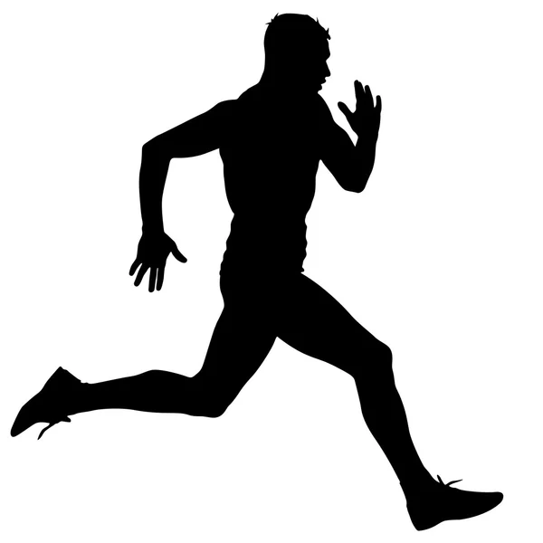 Athlete on running race, silhouettes. Vector illustration. — Stock Vector