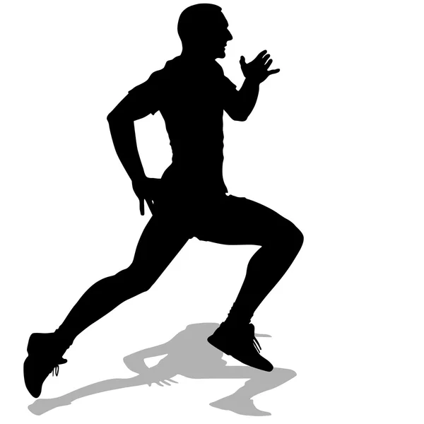 Atleta in corsa, silhouette. Illustrazione vettoriale. — Vettoriale Stock