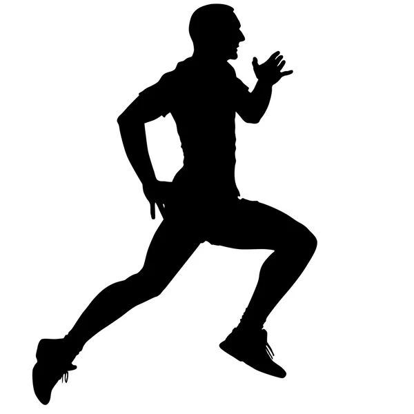 Спортсмен по бегу, силуэты. Векторная иллюстрация. — стоковый вектор