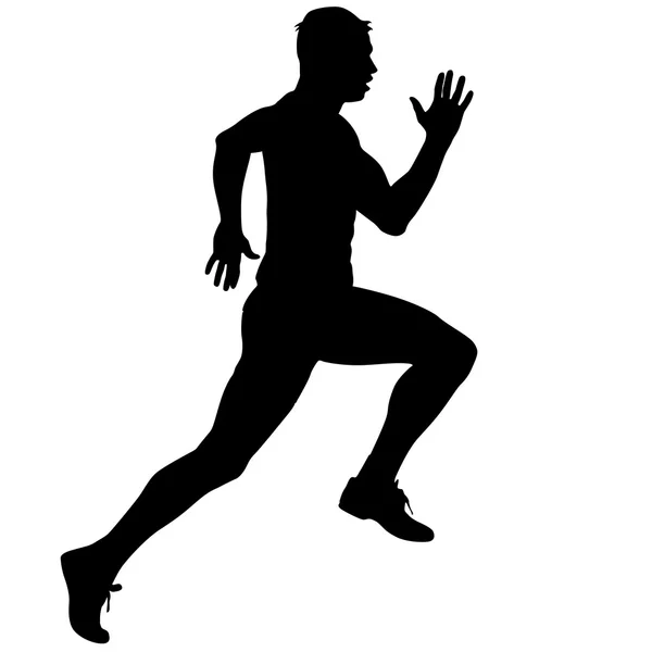 Atleta in corsa, silhouette. Illustrazione vettoriale. — Vettoriale Stock