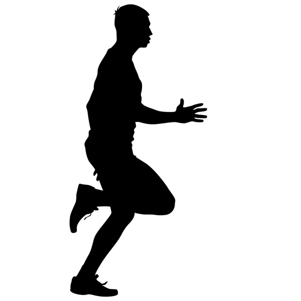 Atleet op hardloopwedstrijd, silhouetten. Vectorillustratie. — Stockvector