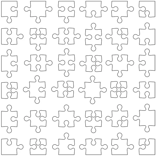 Set of white jigsaw puzzles. Vector illustration. — Stock Vector