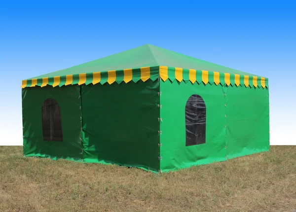 Green very big  tent in the field — Stock Photo, Image