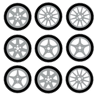 Otomotiv tekerlek ile alaşım jantlar. Vektör çizim