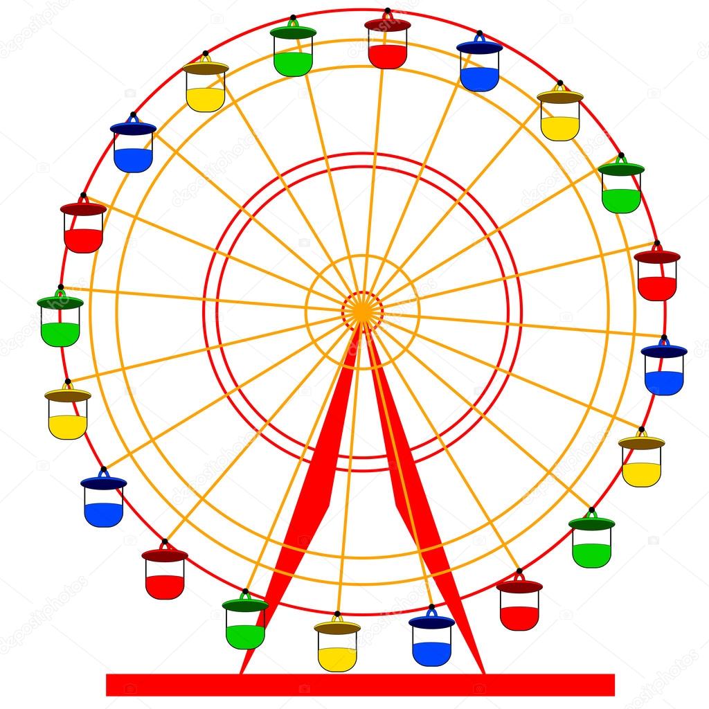 Silhouette atraktsion colorful ferris wheel. Vector  illustratio