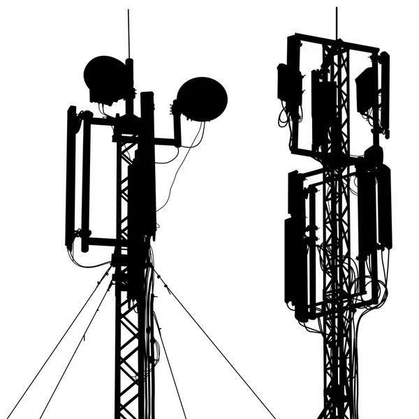 Silueta mástil antena comunicaciones móviles. Vector illustrati — Archivo Imágenes Vectoriales