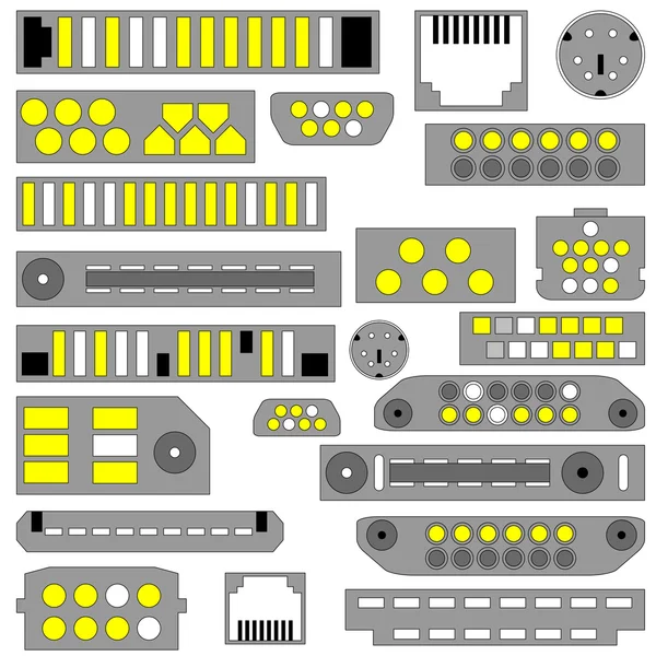 Connecteurs vidéo, audio et téléphoniques vectoriels — Image vectorielle