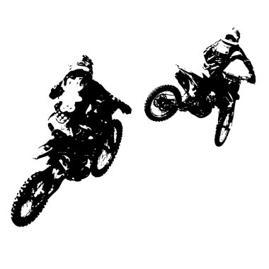 Sürücü motokros şampiyonasına katılıyor. Vektör illüstrasyonu.