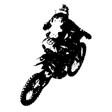 Sürücü motokros şampiyonasına katılıyor. Vektör illüstrasyonu.
