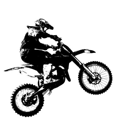 Sürücü motokros şampiyonasına katılıyor. Vektör illüstrasyonu.