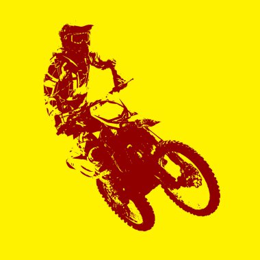 Sürücü motokros şampiyonasına katılıyor. Vektör illüstrasyonu.