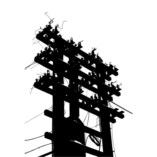 Alter baufälliger Telefonmast auf weißem Hintergrund. Vektor — Stockvektor