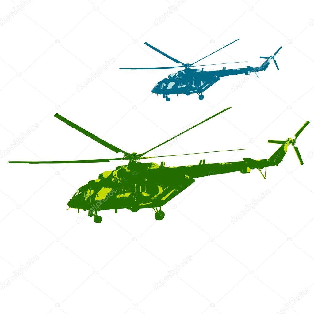 Russian army Mi-8 helicopter. Vector illustration.