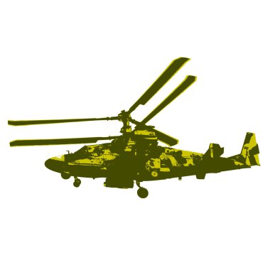 Rus helikopteri Ka-52 timsah. Vektör çizim.