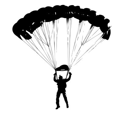 Paraşütçü Jumper atlamadan sonra kask içinde. Vektör illustra