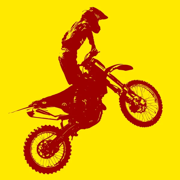 Rider participa do campeonato de motocross. Ilustração vetorial. — Vetor de Stock