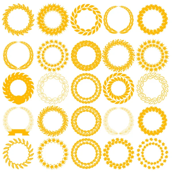 Placez une couronne de laurier jaune sur le fond blanc. Poussière vectorielle — Image vectorielle