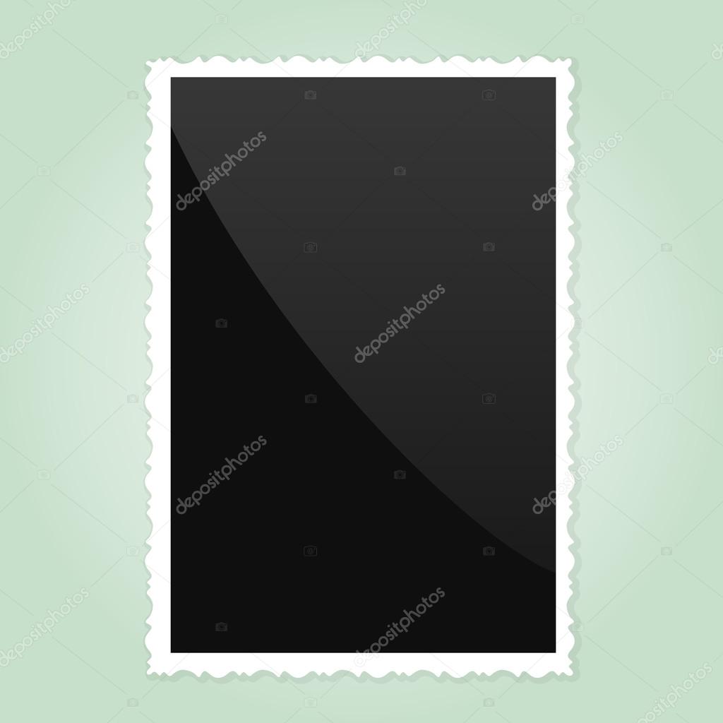 Retro Photo Frame   On green Background. Vector illustration