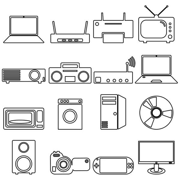 Collectie plat pictogrammen met lange schaduw. elektrische apparaten symbo — Stockvector