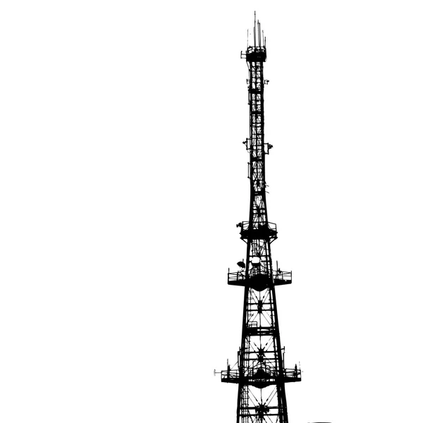 Wieża łączności dla sygnałów tv i telefon komórkowy. Wektor — Wektor stockowy