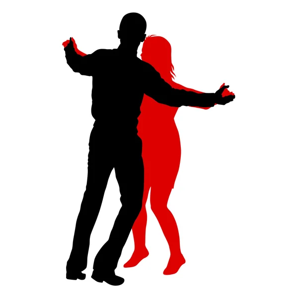 Svarta siluetter Dancing på vit bakgrund. Vector illustrati — Stock vektor