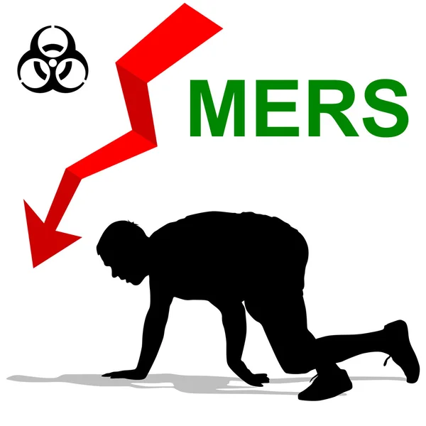 Man struck  Mers Corona Virus sign. — Stock Vector