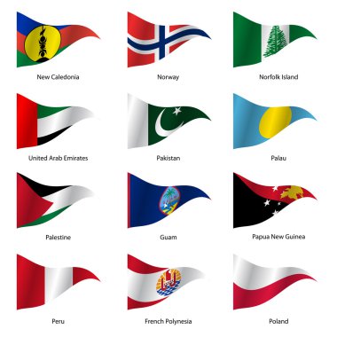 lijst van vlaggen van wereld soevereine staten instellen vectorillustratie. 