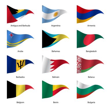 lijst van vlaggen van wereld soevereine staten instellen vectorillustratie. 