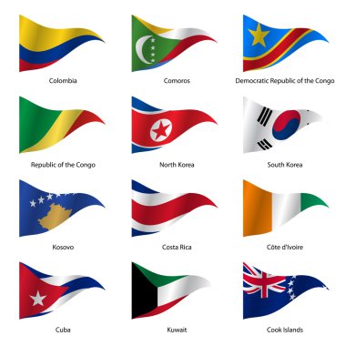 Set  Flags of world sovereign states. Vector illustration.  clipart