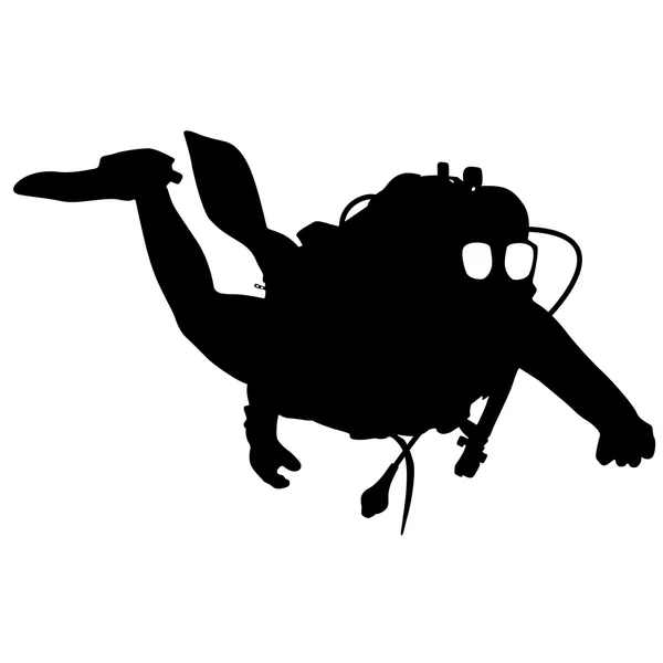Mergulhadores de mergulho de silhueta preta. Ilustração . — Vetor de Stock