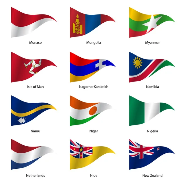 Imposta Bandiere di Stati sovrani mondiali. Illustrazione vettoriale . — Vettoriale Stock