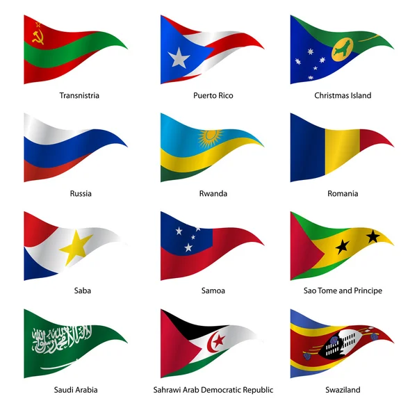 Set  Flags of world sovereign states. Vector illustration. — Stock Vector