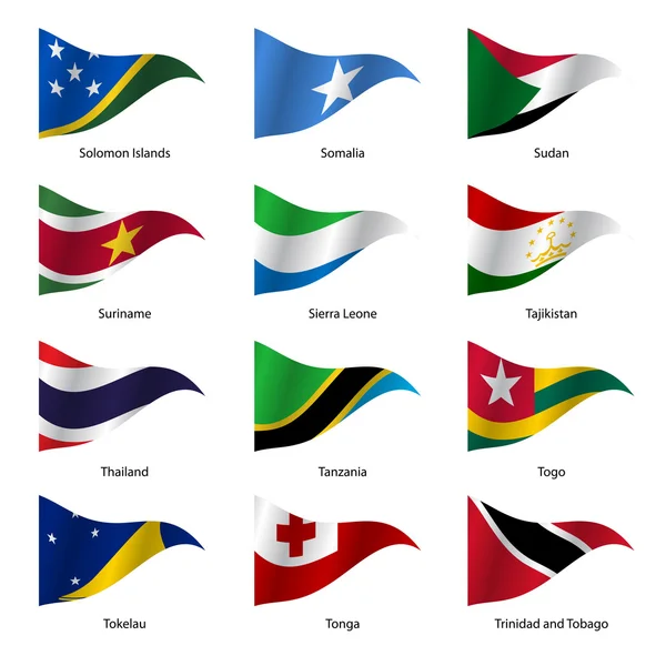 Set  Flags of world sovereign states. Vector illustration. — Stock Vector