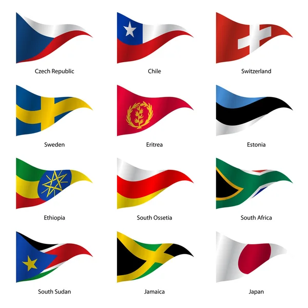 Set  Flags of world sovereign states. Vector illustration. — Stock Vector