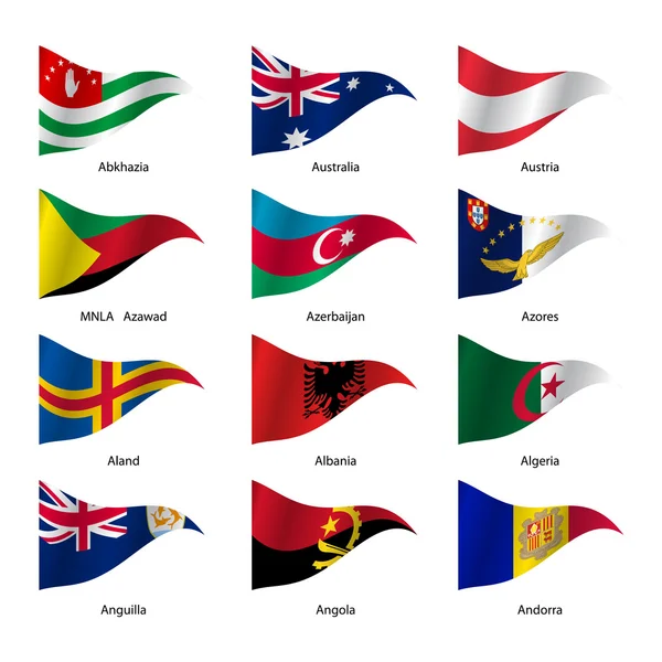 Set  Flags of world sovereign states. Vector illustration. — Stock Vector