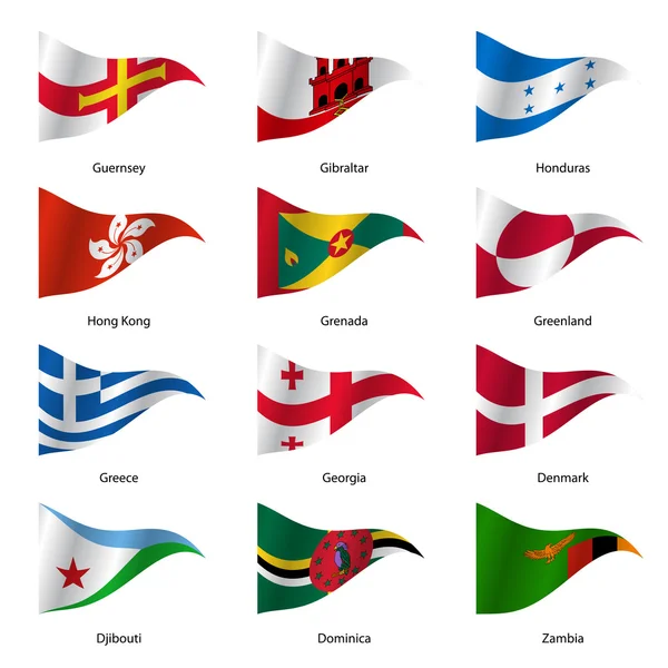 Set  Flags of world sovereign states. Vector illustration. — Stock Vector