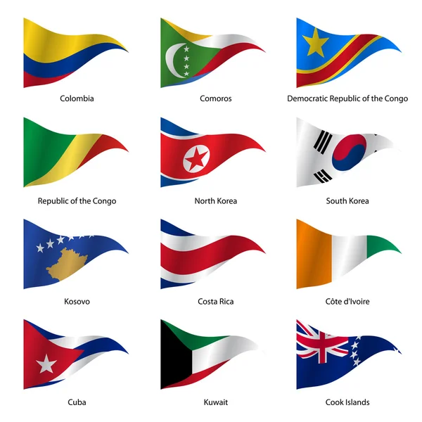 Set  Flags of world sovereign states. Vector illustration. — Stock Vector