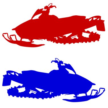 Silhouette snowmobile  on white background. Vector illustration. clipart