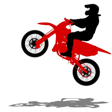 bir motosiklet üzerinde siyah siluetler motocross binici. vektör illust