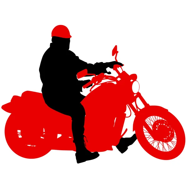 Siluetas negras Motocross rider en moto. Ilustración vectorial — Vector de stock