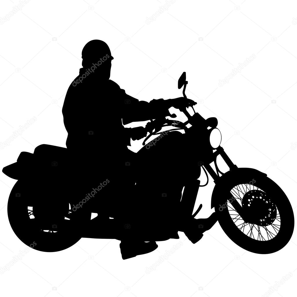 Black silhouettes Motocross rider on a motorcycle. Vector illustrations