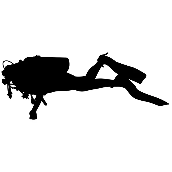Black silhouette scuba divers. Vector illustration. — Stock Vector