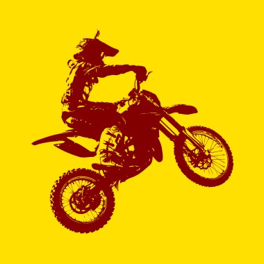 Sürücü motokros şampiyonasına katılıyor. Vektör illüstrasyonu.