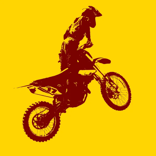 Rider participa en el campeonato de motocross. Ilustración vectorial. — Vector de stock