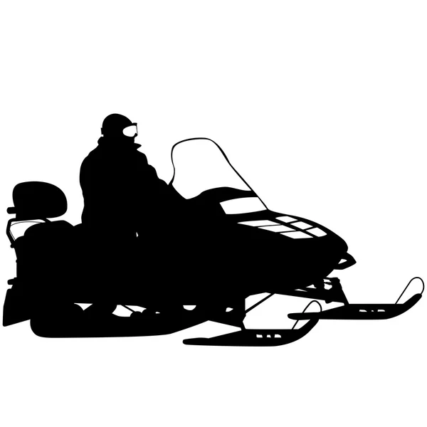 Silhouette snowmobile  on white background. Vector illustration — Stock Vector