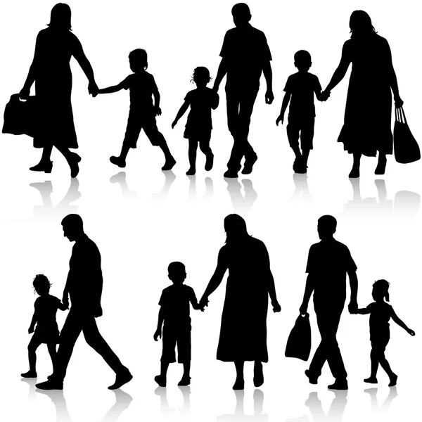 Silhouette nere Famiglia su sfondo bianco. Illatio vettoriale — Vettoriale Stock